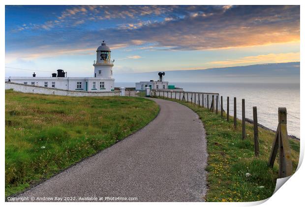 Pendeen Lighthouse at sunrise  Print by Andrew Ray