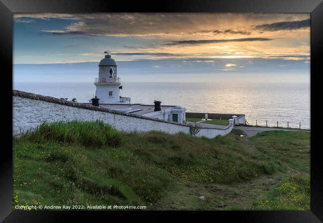 Summer at Pendeen Lighthouse Framed Print by Andrew Ray