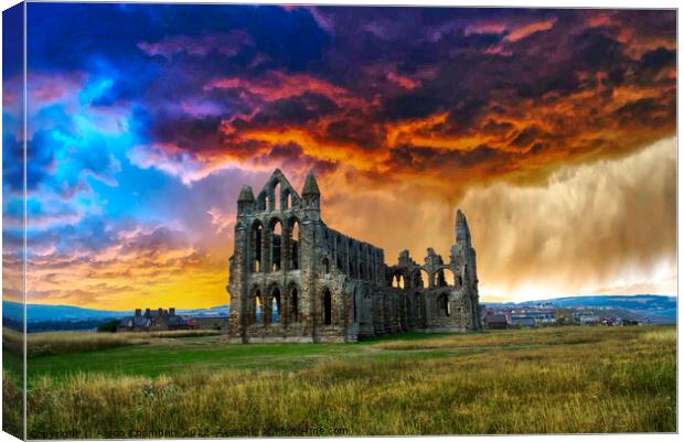 Whitby Abbey Storm Clouds Canvas Print by Alison Chambers