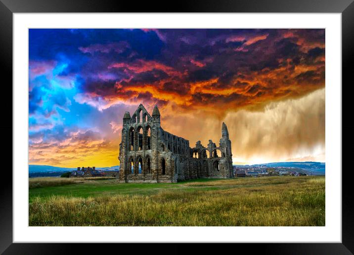 Whitby Abbey Storm Clouds Framed Mounted Print by Alison Chambers
