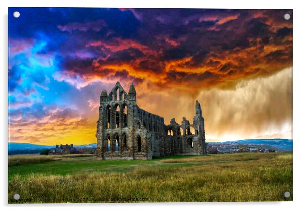 Whitby Abbey Storm Clouds Acrylic by Alison Chambers