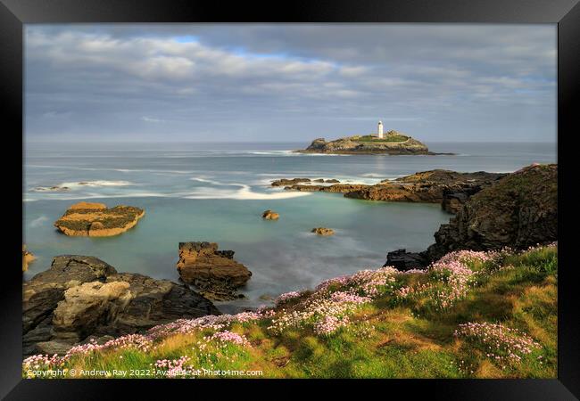 Spring morning at Godrevy  Framed Print by Andrew Ray
