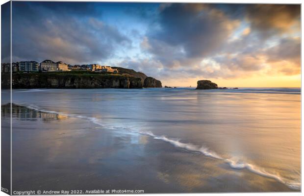 Shoreline view (Perranporth) Canvas Print by Andrew Ray