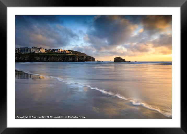 Shoreline view (Perranporth) Framed Mounted Print by Andrew Ray