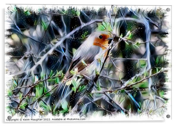 Robin In The Tree (Digital Art) Acrylic by Kevin Maughan