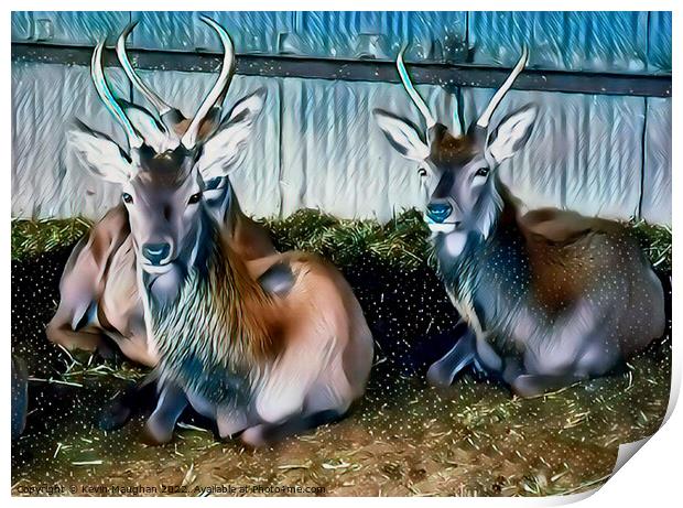 Deer's In A Barn (Digital Art)  Print by Kevin Maughan