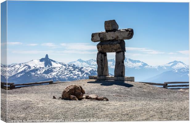 Whistler Summit Inukshuk Canvas Print by Pierre Leclerc Photography