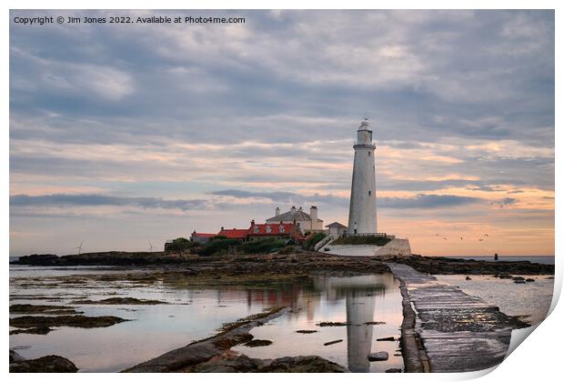 Quiet morning at St Mary's Island Print by Jim Jones