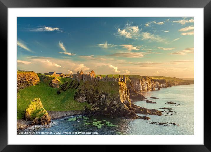 Majestic Dunluce Castle at Golden Hour Framed Mounted Print by jim Hamilton