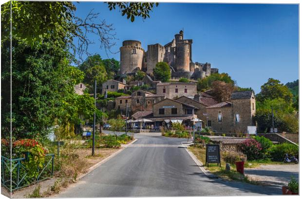 Looking up to Chateau de Bonaguil Canvas Print by Dave Williams