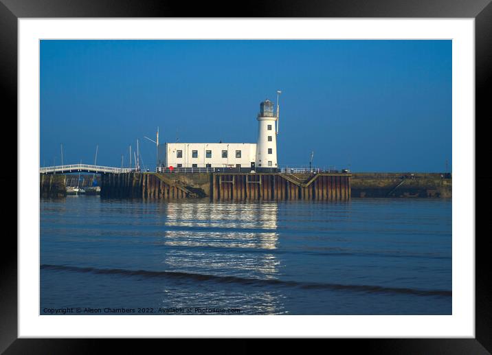Scarborough Lighthouse Reflection  Framed Mounted Print by Alison Chambers