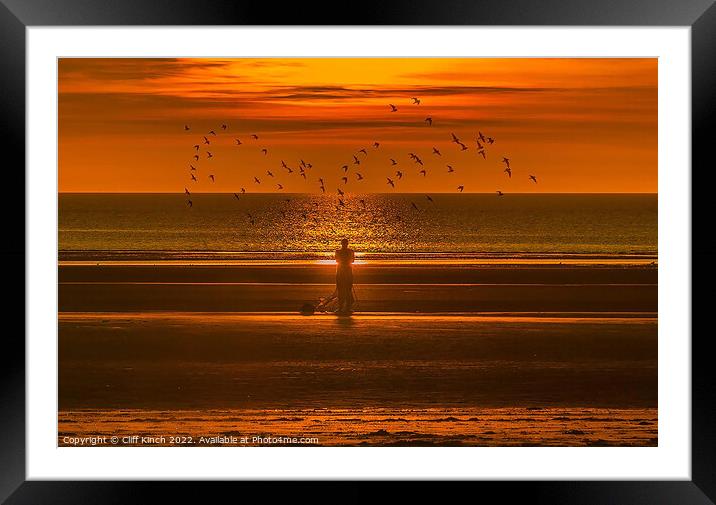 Serene Sunset over Formby Beach Framed Mounted Print by Cliff Kinch