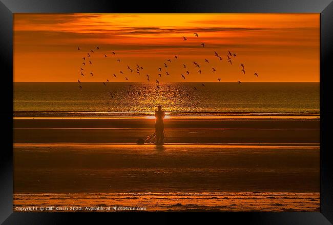 Serene Sunset over Formby Beach Framed Print by Cliff Kinch