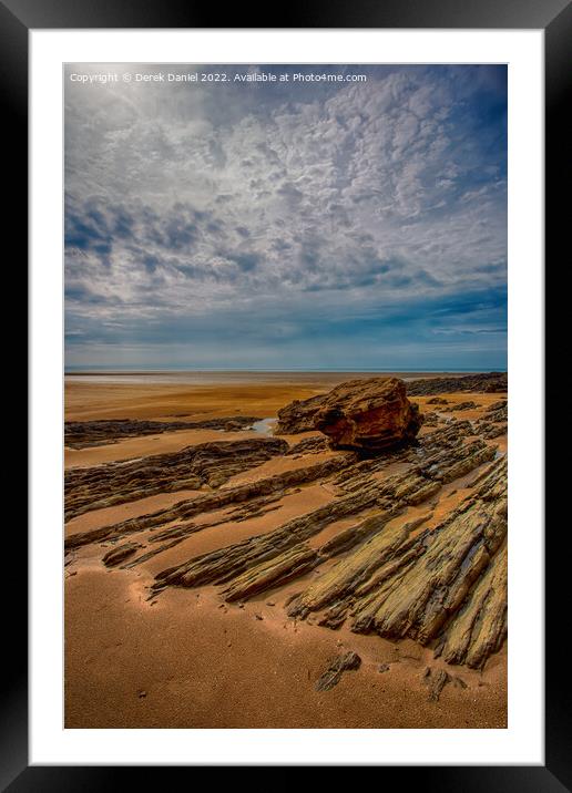 Rocks on Saunton Sands Framed Mounted Print by Derek Daniel