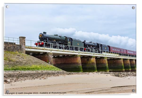 Double Steam on the Kent Viaduct, 27 April 2022 Acrylic by Keith Douglas