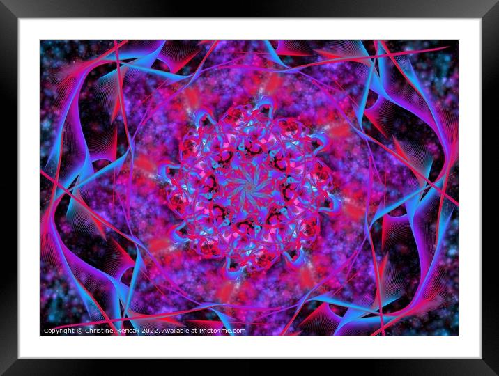 Abstract Flames in Pink and Blue Framed Mounted Print by Christine Kerioak