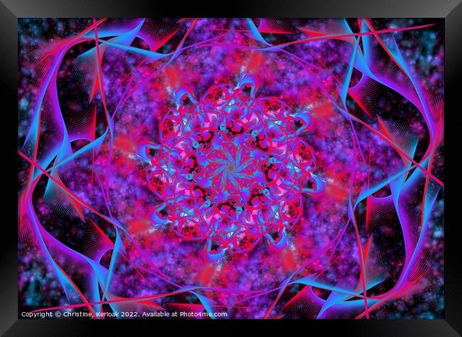 Abstract Flames in Pink and Blue Framed Print by Christine Kerioak