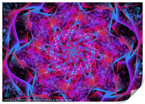 Abstract Flames in Pink and Blue Print by Christine Kerioak