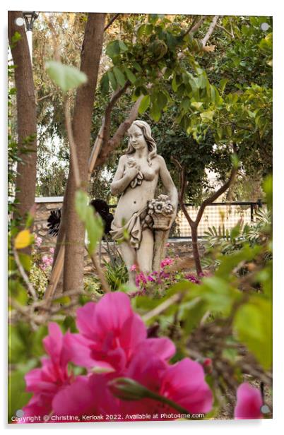 Statue in Spanish Garden Acrylic by Christine Kerioak