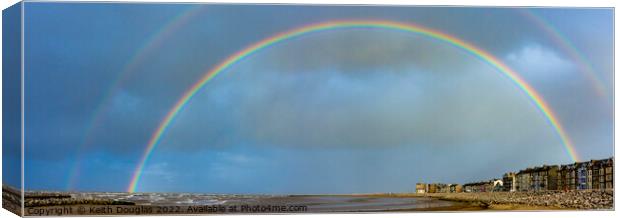 Double Rainbow over Sandylands, Morecambe Canvas Print by Keith Douglas
