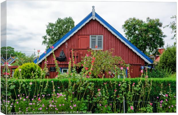 Amazing - Fisherman's House on the Curonian Spit Canvas Print by Gisela Scheffbuch