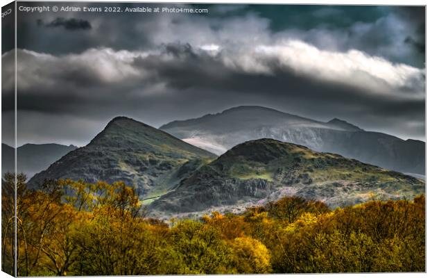 Snowdon Mountain From Llanberis  Canvas Print by Adrian Evans