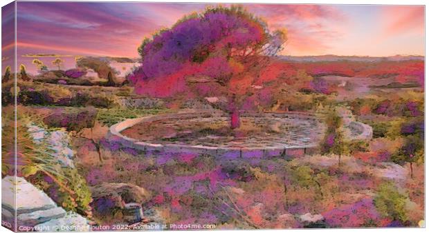 Abandoned Threshing Circle Tree at Sunset Canvas Print by Deanne Flouton