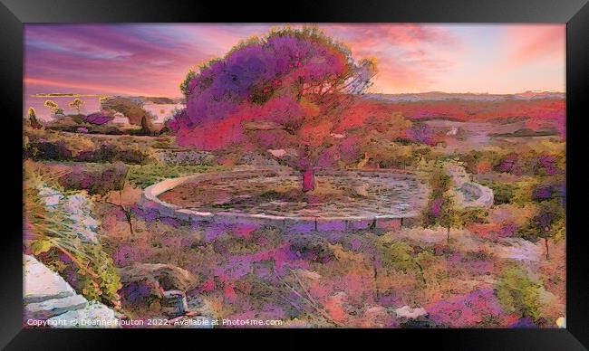 Abandoned Threshing Circle Tree at Sunset Framed Print by Deanne Flouton