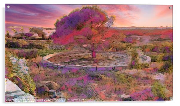 Abandoned Threshing Circle Tree at Sunset Acrylic by Deanne Flouton