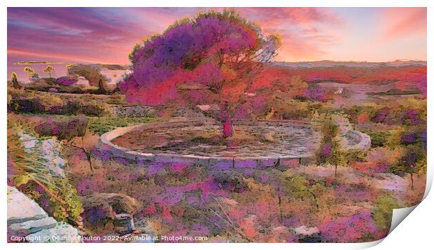 Abandoned Threshing Circle Tree at Sunset Print by Deanne Flouton