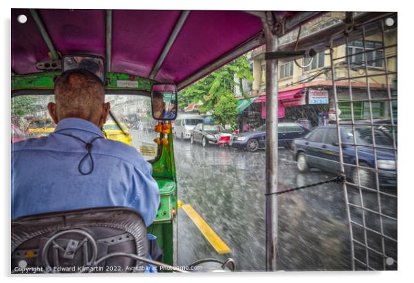 Bangkok Tuk Tuk in the Rain Acrylic by Edward Kilmartin