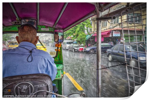 Bangkok Tuk Tuk in the Rain Print by Edward Kilmartin