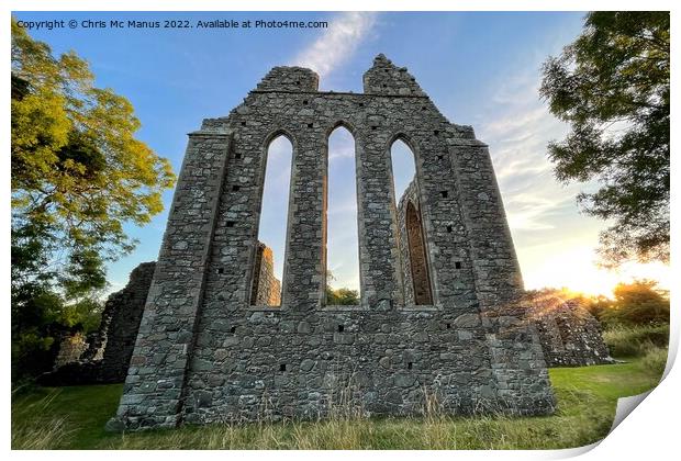 Majestic Ruins of Inch Abbey Print by Chris Mc Manus