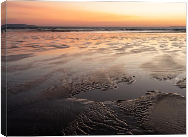 Beautiful sunset afterglow at Westward Ho  Canvas Print by Tony Twyman