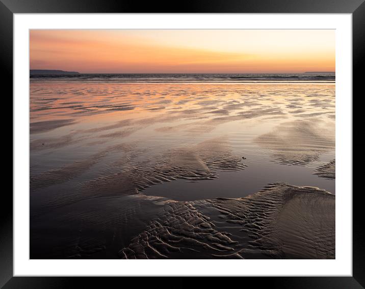 Beautiful sunset afterglow at Westward Ho  Framed Mounted Print by Tony Twyman