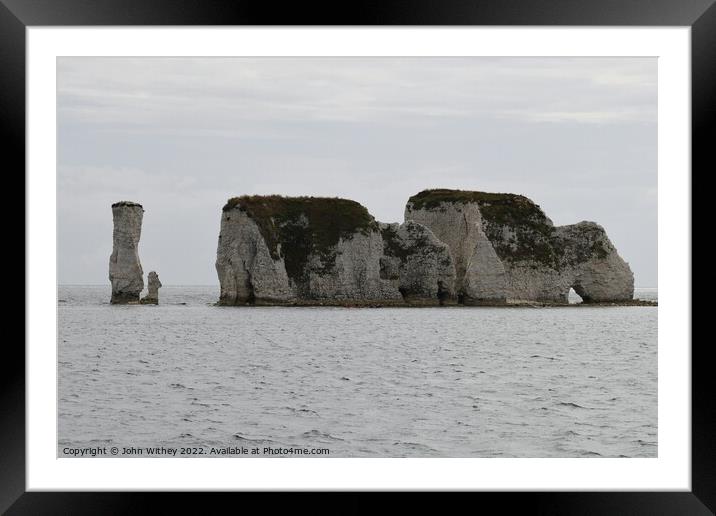 Old Harry rocks Framed Mounted Print by John Withey