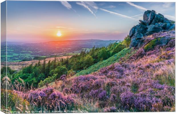 Sunset on The Roaches Canvas Print by Alan Dunnett