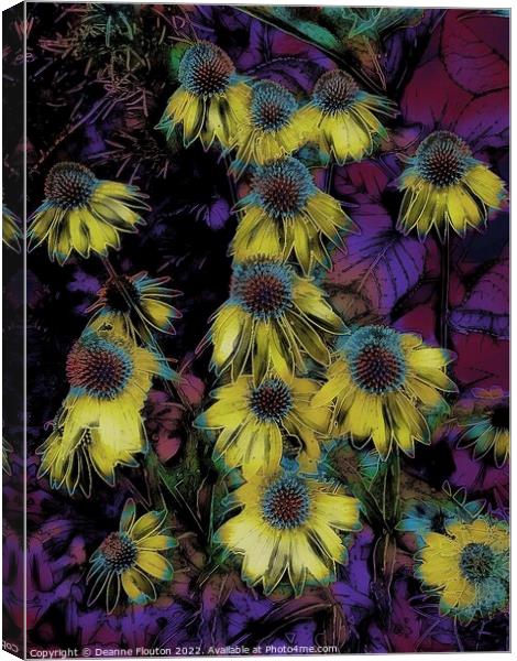Surreal Yellow Coneflowers Canvas Print by Deanne Flouton