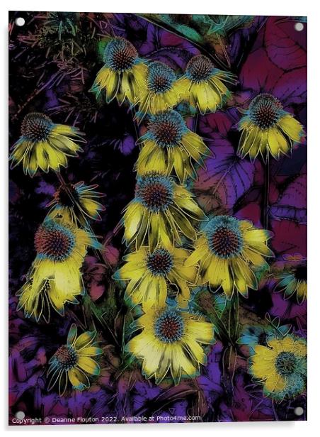 Surreal Yellow Coneflowers Acrylic by Deanne Flouton