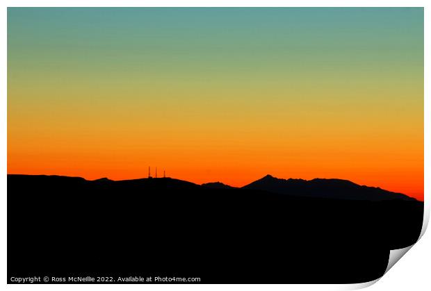 Majestic Sunset over the Isle of Arran Print by Ross McNeillie