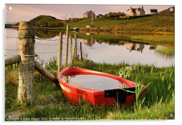 Serene Morning Reflections on Loch a' Bhaile Acrylic by Kasia Design