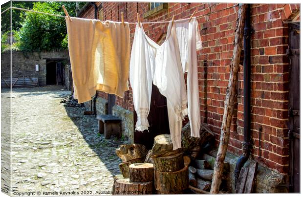 Victorian Long Johns and Bloomers Drying on a Washing Line Canvas Print by Pamela Reynolds