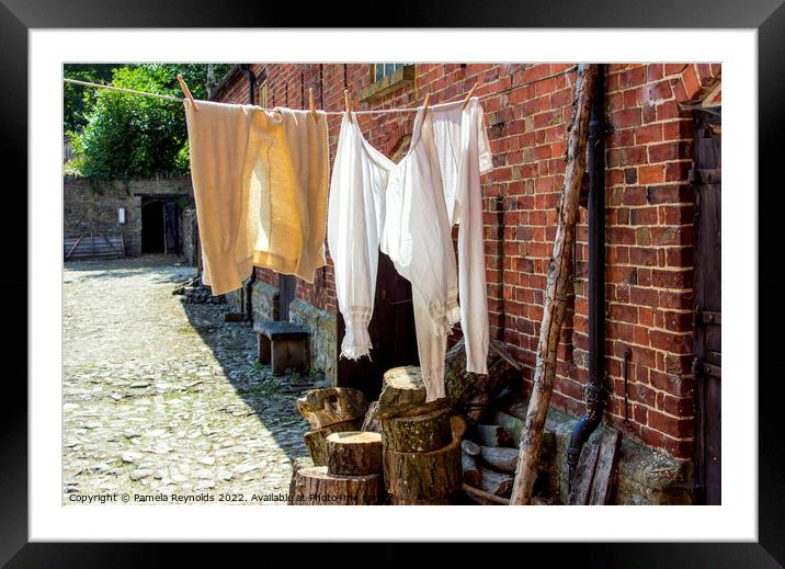 Victorian Long Johns and Bloomers Drying on a Washing Line Framed Mounted Print by Pamela Reynolds