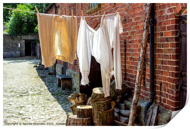 Victorian Long Johns and Bloomers Drying on a Washing Line Print by Pamela Reynolds