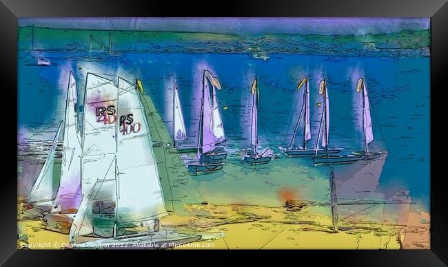  Harbour Sailboats in Menorca Framed Print by Deanne Flouton