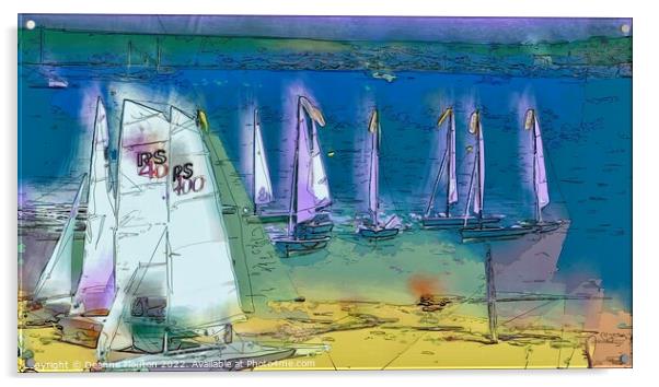  Harbour Sailboats in Menorca Acrylic by Deanne Flouton