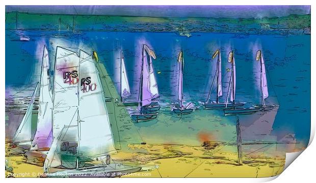 Harbour Sailboats in Menorca Print by Deanne Flouton