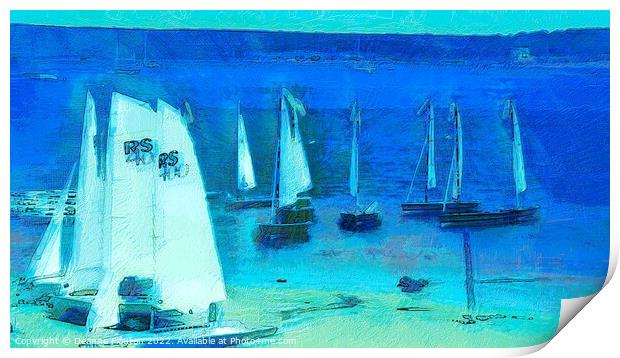 Sailing on Blue Waters Menorca Print by Deanne Flouton