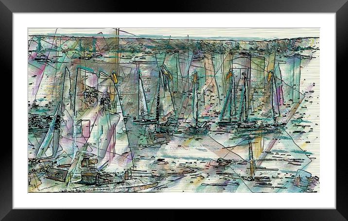 Sailboats Serenity at Menorca Harbor Framed Mounted Print by Deanne Flouton