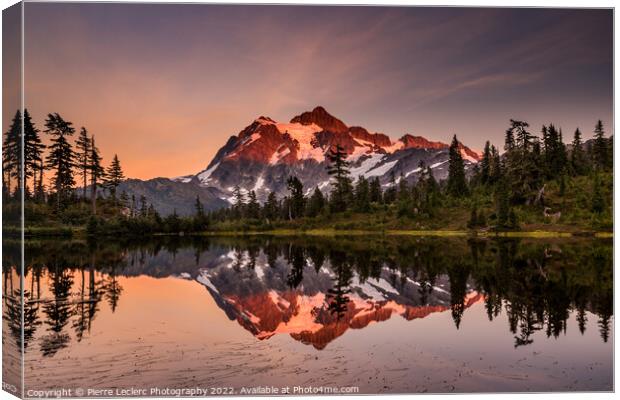 Dreamy landscape and reflection of Mount Shuksan Canvas Print by Pierre Leclerc Photography